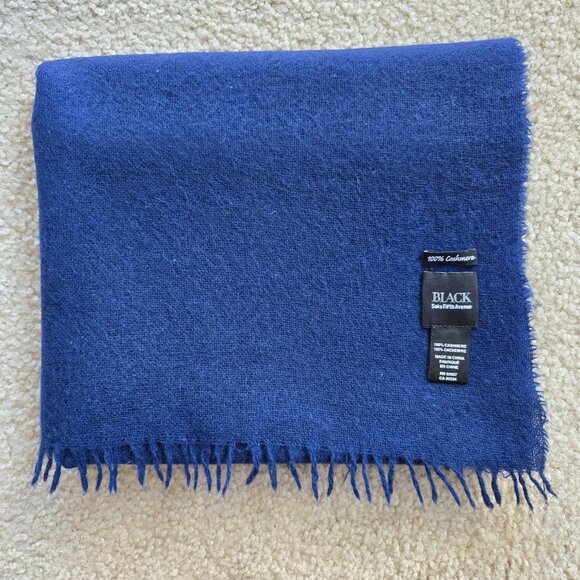 Black Saks Fifth Avenue Woven Cashmere Scarf Blue - Picture 9 of 15